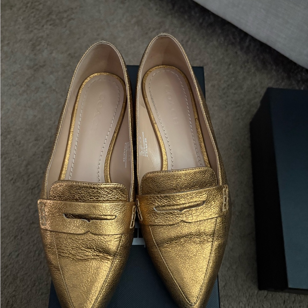Coach metallic gold flats